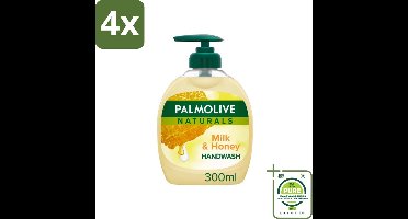 Pamlolive Naturals - Handzeep - Melk & Honing - 300 ml - Voordeelverpakking - 4 stuks - Handzeep melk honing - Natuurlijke handzeep