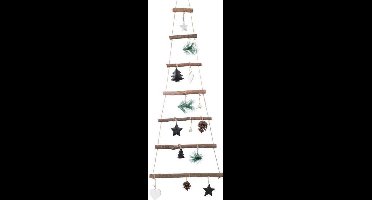 Dennenboom Hout Met Hanger Dennenappels/Groen Blad