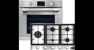 Kaiser - inbouwoven - kookplaat - EH 6339 XXL - 86L - met pyrolyse & AirFry - touch display - + KG 9357 inbouwgaskookplaat 90cm - rvs - WOK turbobrander - 3,8 kW.