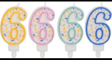 Folat - Kaars Sprinkles Cijfer 6 Assorti - 9 cm