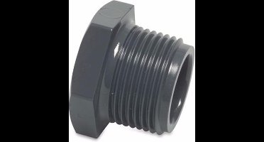 Mega Plug PVC-U 3/4" buitendraad 10bar grijs