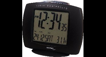 Technoline WT-189 BLACK - Wandklok - Digitaal - Rechthoek - Radiogestuurde tijdsaanduiding en Handmatig - 12/24 - Datumaanduiding - 5 talen - Binnentemperatuur - 12/24 - Snooze - Kunststof - Cijfers - LCD achtergrond verlichting - Zwart