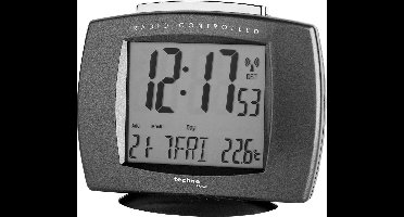 Technoline WT-189 GREY - Wandklok - Digitaal - Rechthoek - Radiogestuurde tijdsaanduiding en Handmatig - 12/24 - Datumaanduiding - 5 talen - Binnentemperatuur - 12/24 - Snooze - Kunststof - Cijfers - LCD achtergrond verlichting - Grijs