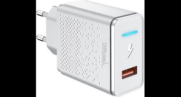 DrPhone HALO 18W Qualcomm 3.0 Quick Charge Thuislader - Adapter - Snel Lader met Intelligente LED indicator – Wit