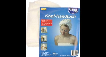 Elina Med Haardoek met knop Microvezel Quick Dry met knop wit - sneldrogend hairtowel haarhanddoek haartulband