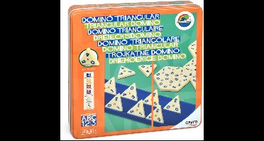 Cayro Domino Triangulair Metalen Doos - Origineel Dominospel met 56 Driehoekige Fiches - Speel in Drie Richtingen - Inclusief 4 Legplanken - 2-4 Spelers - Speelduur 30 Minuten - Vanaf 8 Jaar - Cayro Collection