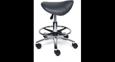 Ergonomische Zadelkruk XS Compact Grijs op Wielen Standaard uitvoering (50-68cm) / Zonder voetensteun / Standaard wielen