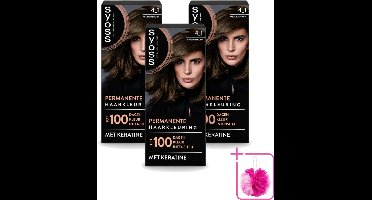 3 x SYOSS - Coloration 4-1 Middenbruin - Haarverf - Grijsdekking - Vermindert Haarbreuk - Bulkverpakking - Haarkleur - Haarkleuring