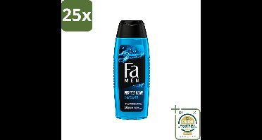 25 x Fa Men - Perfect Wave - 2 in 1 Douchegel & Shampoo - Menthol - 250 ml - Wasstrips - Douchegel En Shampoo Voor Mannen - Menthol Geur - 2 In 1 Douchegel En Shampoo - Lichaam En Haar Verzorging - Verfrissende Douche