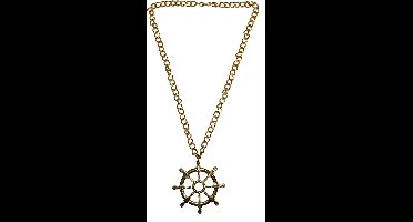 Funny Fashion Carnaval verkleed ketting - Gouden stuurwiel - kapitein / matroos - sieraden - matrozen - zeeman