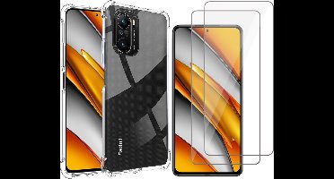 Hoesje geschikt voor Xiaomi Mi 11i - Transparant Backcover Shockproof Case + 2x Glas Screen Protector