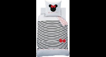 Disney Minnie Mouse Dekbedovertrek Stripes - Eenpersoons - 140 x 200 cm - Katoen