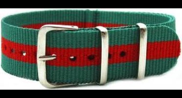 Premium Green Red - Nato strap 18mm - Stripe - Horlogeband Groen Rood