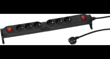 PLIEGER TAFELCONTACTDOOS DRAAIBAAR 2X3 VOUDIG RA MET 2XSCHAKELAAR 3 METER SNOER IN DOOS ZWART 4546042