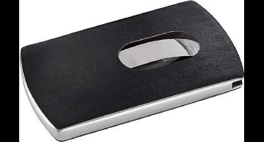 Sigel visitekaartjes Snap RVS/leder voor 12 kaartjes zwart/zilver