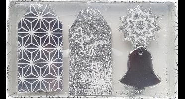 Cadeau labels Christmas Silver 16 Delig - Kerst kado labels