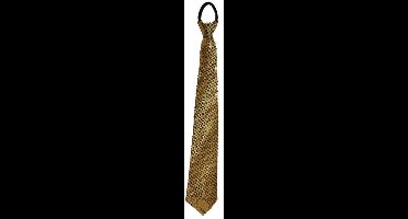 Funny Fashion Carnaval verkleed stropdas met glitter pailletten - goud - polyester - heren/dames