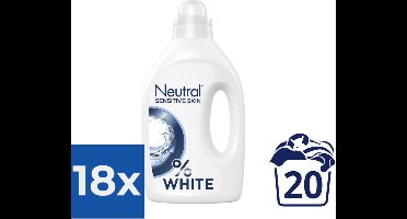 Neutral - Vloeibaar Wasmiddel - Witte Was - 1 Liter - 20 wasbeurten - Voordeelverpakking 18 stuks