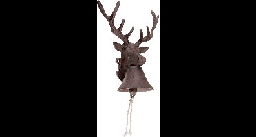 Deurbel hert 26 cm hoog - gietijzer - traditioneel - decoratief - tuindecoratie - voor buiten - rustiek - handgemaakt - cadeau - geschenk - Nieuwjaar - Verjaardag - Kerst