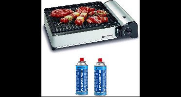 Kemper | Draagbare Smart Gasbarbecue - Campingkooktoestel / BBQ - Incl. Draagtas en 2 gasflessen
