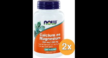 2x Now Calcium 500 mg en magnesium 250 mg (100 tabletten)
