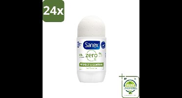 Sanex Deodorant Roller Zero% Normal Skin 50 ml - Voordeelverpakking - 24 stuks - 24 uur deodorant - Aluminiumvrije deodorant