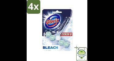 Glorix - Power 5 - Toiletblok - Bleach - Anti-Kalkwerking - Langdurige Frisheid - 1 Blok - Voordeelverpakking - 4 stuks - Toilet schoonmaak - Toiletblok