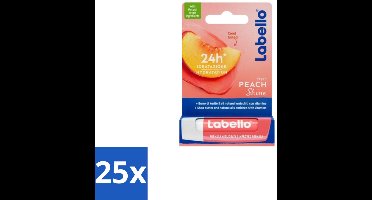 25 x Labello Lippenbalsem Blister Peach Shine 4,8 gr - Vegan Lippenbalsem - Lippenbalsem - Lippenhydratatie - Natuurlijke Lippenbalsem - Fruitige Lippenbalsem