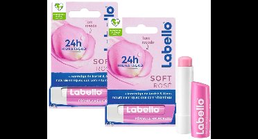 2 x Labello – Lippenbalsem – Soft Rosé – Lippenbalsem – 24H Hydratatie - Hydraatende Lippenbalsem - Roze Lippenbalsem - Lippen Verzorging - Natuurlijke Lippenkleur - Rozenextract