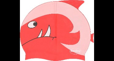 Rood/roze kinder badmuts met haai/vis - zwemmuts voor kinderen