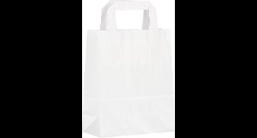 Cadeautasjes met platte handgreep, budget tassen wit, 18x8x22cm (250 stuks)