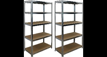 ERRO Opbergrek - Stellingkast - Set van 2 Stuks - Met 5 Verstelbare Legborden - 875 kg Draagkracht - 180 x 90 x 40 cm
