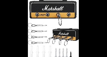 sleutelhanger Marshall JCM800 Sleutelhangerhouder, sleutelrek, wandmontage, vintage gitaar sleutelketting,houder voor 4 sleutelhanger-pluggen, sleutelbord, zwart, een cadeau voor muziekliefhebbers