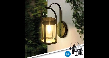Solar wandlamp buiten 'Venice' - Set van 4 stuks - Filament lamp - IP44 - 15 lumen - Warm wit licht (2700K) - Tuinverlichting op zonne-energie
