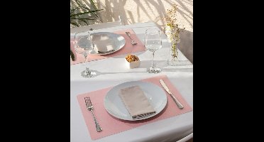 Placemats Set van 4 – Tabac Roze – 30x43 cm – Linnenlook – Afwasbaar – Onderlegger & Tafeldecoratie