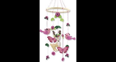 DIY-Naaiset Vilt | Hobbypakket Vilt| Mobiele Hanger - natuur (roze) 20x68 cm
