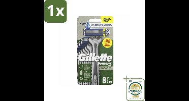 1 x Gillette Sensor3 - Wegwerp Scheermesjes - Recycled - 8 scheermesjes- Geluidloos Scheren - Duurzaam Scheren - Wegwerpmesjes - Scheren Voor Mannen - Comfortabel Scheren