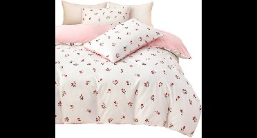 2-Delige Dekbedovertrekset — Roze Tulpen Patroon - 135x200cm