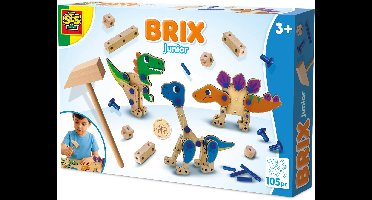 SES Creative Brix Junior Bouwset - Dino's met Hamer - Voor Jongens vanaf 3 Jaar - 46 Delen - Constructieset - Schoencadeautjes Sinterklaas