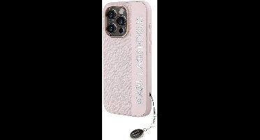 Karl Lagerfeld, Hoesje Geschikt voor Apple iPhone 15 Pro Saffiano Strass Bedel Editie met Hanger, Roze