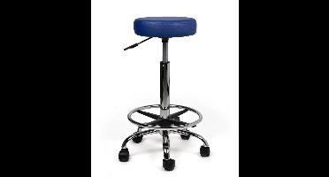 Multifunctionele Tabouret Kruk Blauw – Moderne Zitkruk met Comfortabele Zitting – Perfect voor Elke Kamer – Duurzaam & Licht van Gewicht - Hoog (70-86cm) / met Voetsteun / Standaard wielen