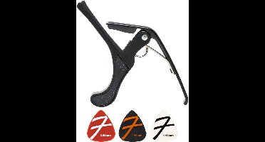 Finesse Universele Capo met Plectrums - Gitaar - Akoestisch - Elektrische - Ukelele - Zwart