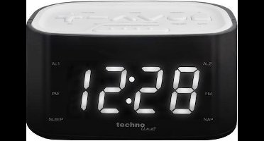 TECHNOLINE WT465 KLOK / WEKKERRADIO, wit-zwart - met duidelijk VOELBARE TOETSEN