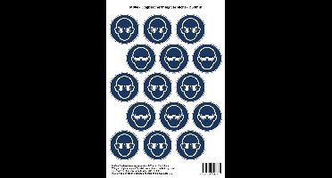 Pictogram sticker M004 - Oogbescherming verplicht - 50 x 50mm - 15 stickers op 1 vel