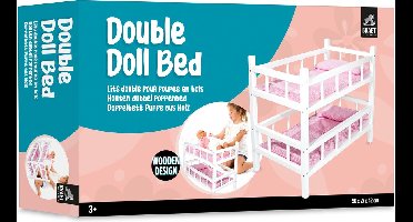 Dubbel bed voor pop - Braet T&G - wit - 50x27x42 cm.