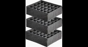 Opbergdozen voor sokken en kleine accessoires, met 24 vakken. Opvouwbare dozen voor kledingkast en laden, ideaal opbergsysteem voor het organiseren van uw spullen (donkergrijs).