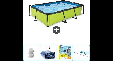 EXIT Rechthoekig Lime Frame Zwembad - 300 x 200 x 65 cm - Inclusief Pomp Solarzeil - Onderhoudspakket - Schoonmaakset - Nu extra voordelig