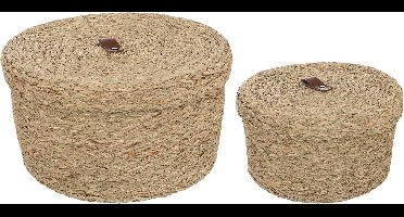 Atmosphera Arianna opbergmanden set van 2 stuks - 28x17cm - Riet