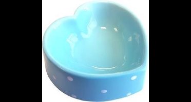 Happy pet voerbak polka dot hart blauw (16 CM)