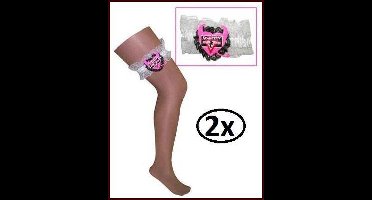 2x Kousenband met Hart Bachelor - carnaval thema feest party fun winter feest festival optocht